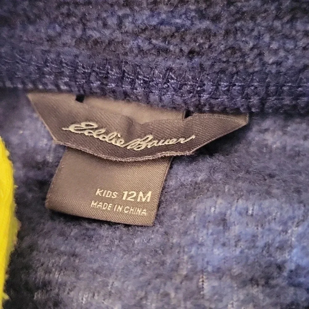Eddie Bauer Blue Lime green Fleece Jacket 12M
